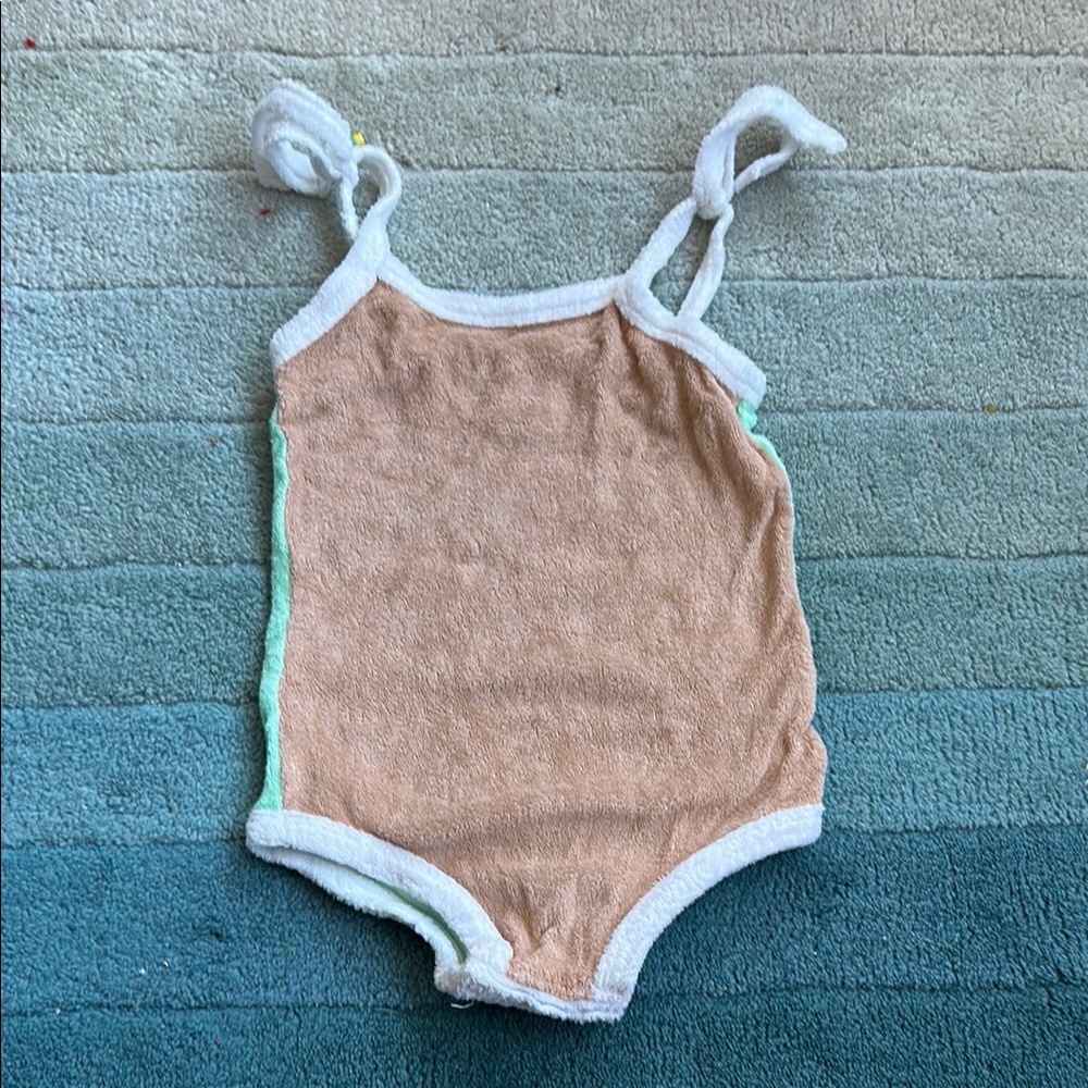 nu natives Kids Tan and mint green One Piece bodysuit/swimsuit